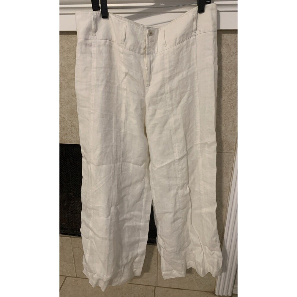 WW Worth Women's Wide-Leg Pants — 100% White Linen — Size 14